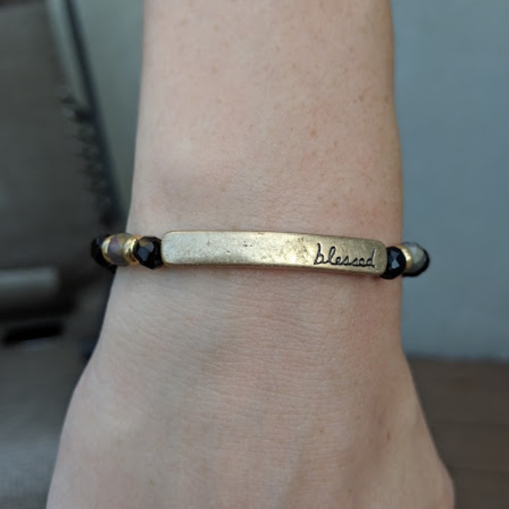 Black and Gold Crystal Blessed Bracelet